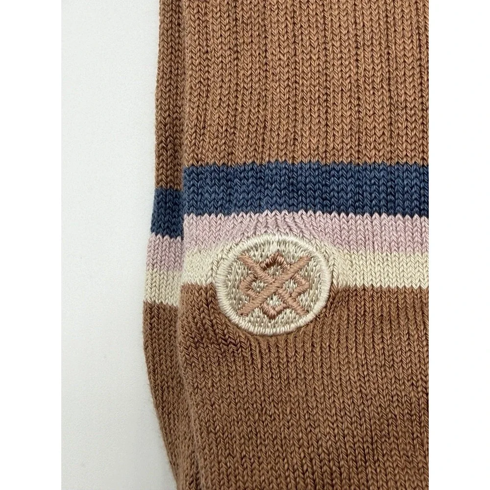 Stance Strata Crew Socks Brown Striped Butter Blend A556D25SRA Large NWT